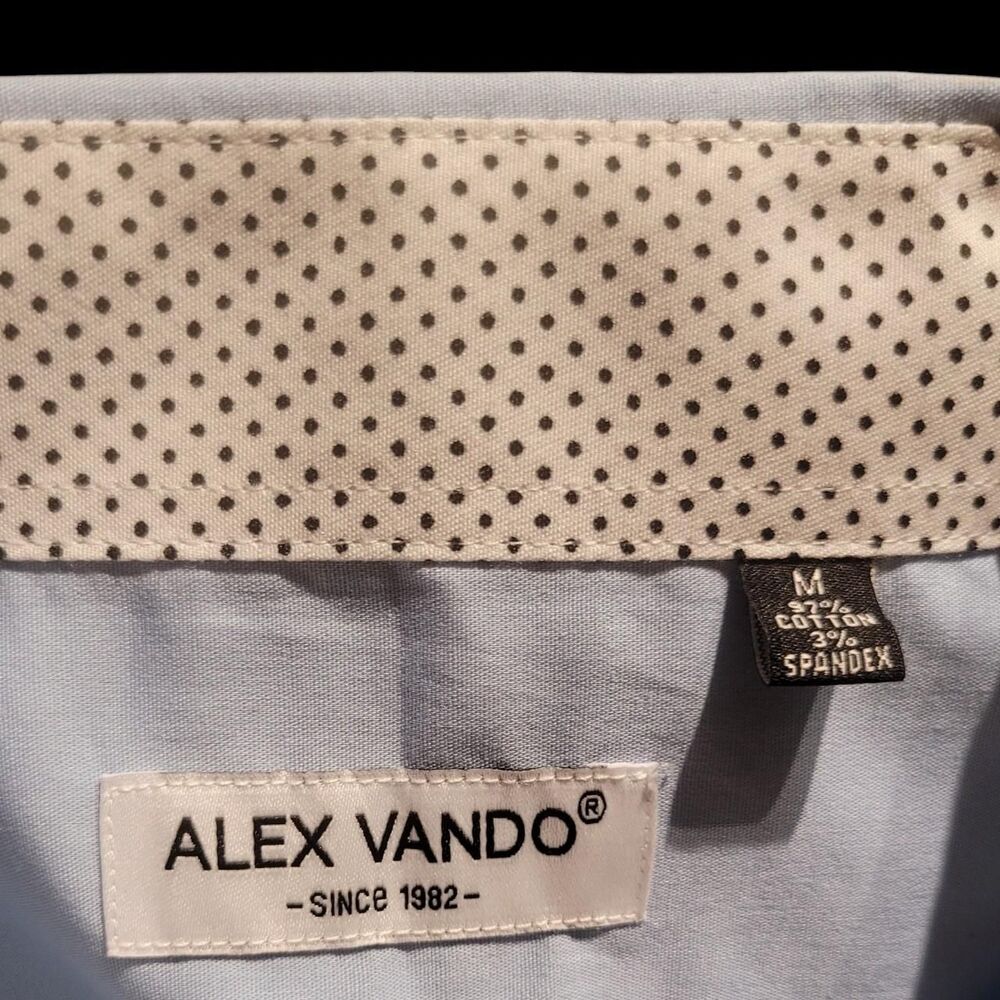 NWT Alex Vando Men's Light Blue Button Front Dress Shirt, Medium - Picture 5 of 5